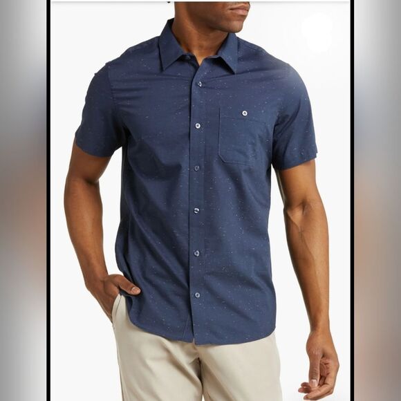 Travis Mathew Men's Regular Fit Short Sleeve Studebaker Shirt Navy Size XXL EUC - Picture 1 of 13
